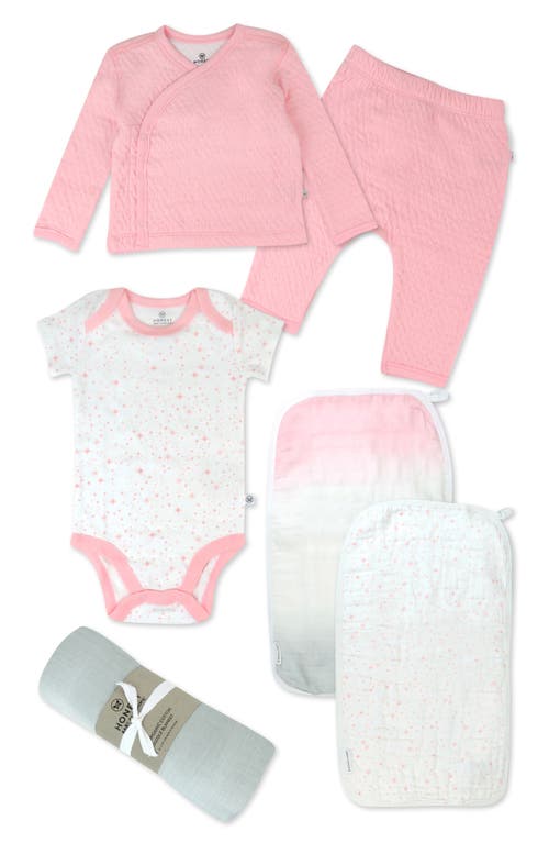 Honest Baby 6-piece Take Me Home Organic Cotton Gift Set In Twinkle Star White/pink