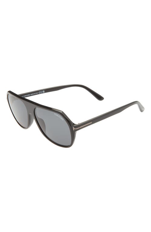 Shop Tom Ford Hayes 59mm Navigator Sunglasses In Shiny Black/smoke