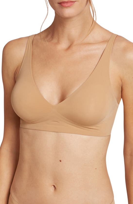 Wolford Pure Skin V-neck Stretch-woven Bra In Fairly Light