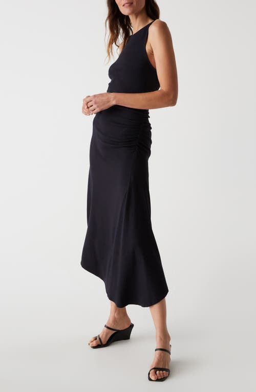 Shop Michael Stars Perez Asymmetric Sleeveless Midi Dress In Black