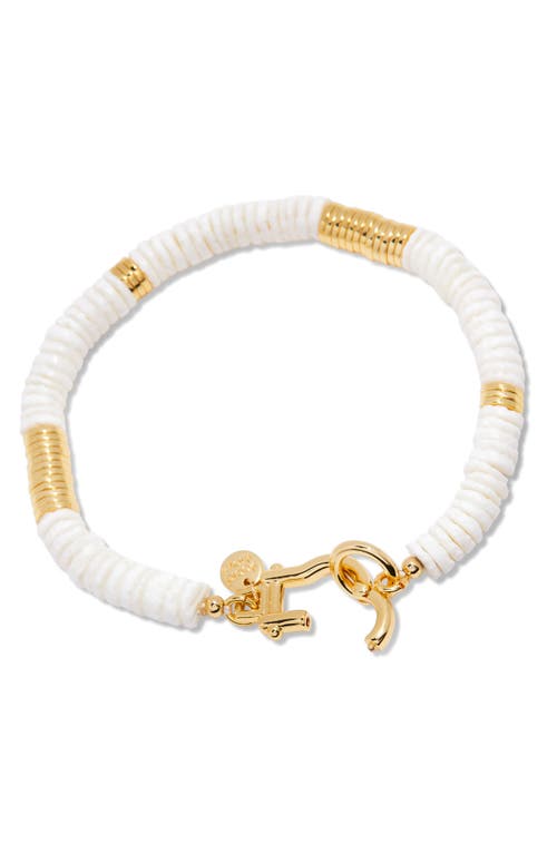 Shop Brook & York Brook And York Capri Beaded Shell Bracelet In Gold/white