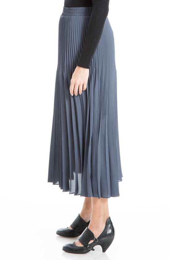 Max Studio Graduated Pleat Print Knee-length Midi Skirt In Ombreblu-ombre Blue
