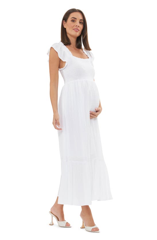 Shop Ripe Maternity Hail Spot Convertible Maxi Maternity Dress In White