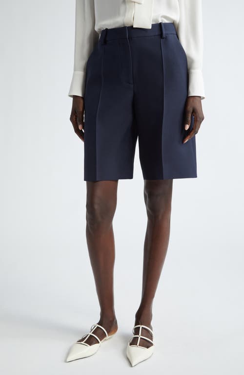 Shop Valentino Garavani Tailored Crepe Couture Bermuda Shorts In Navy