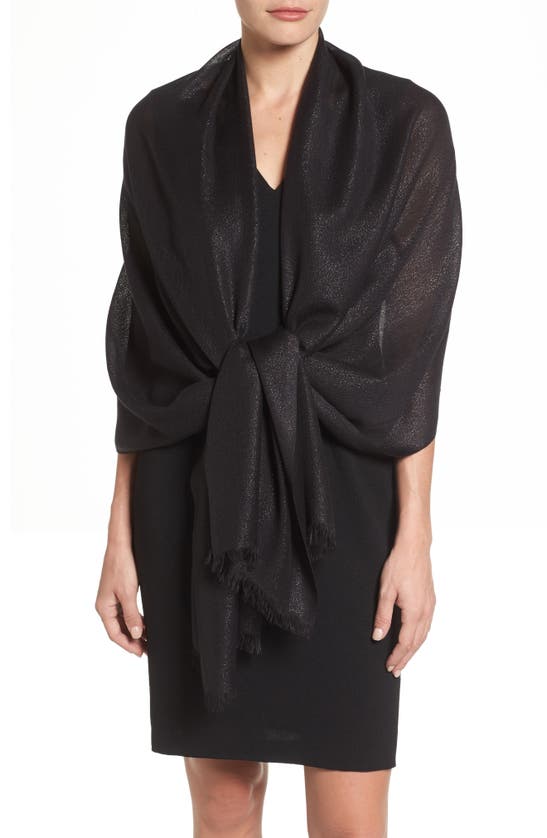 Nordstrom Metallic Lightweight Wrap In Black
