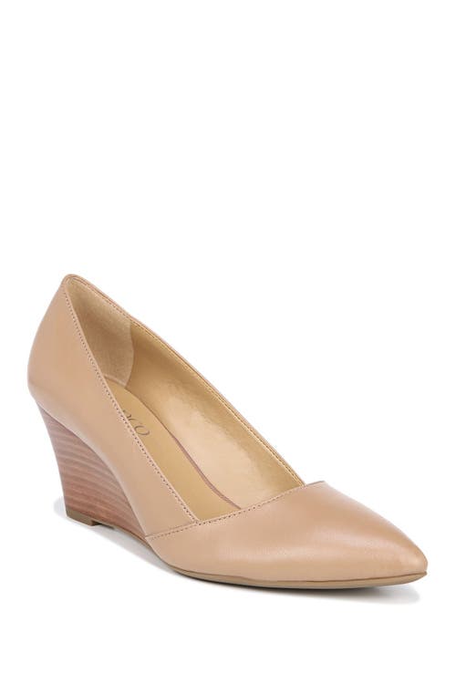 Frankie Leather Wedge Pump in Cool Taupe