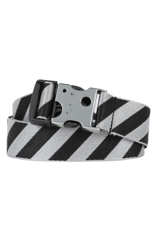Shop Off-white Meteor Stripe Tape Belt In Black