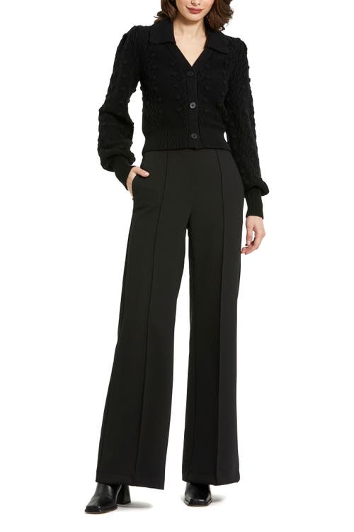Mac Duggal Bobble Knit Button Up Cardigan In Black