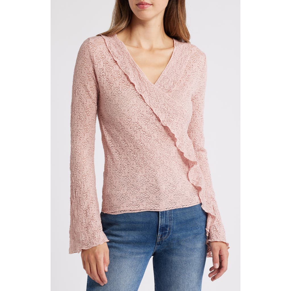Loveappella Floral Lace Top in Blush