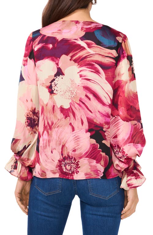 VINCE CAMUTO VINCE CAMUTO FLORAL PRINT BISHOP SLEEVE TOP 