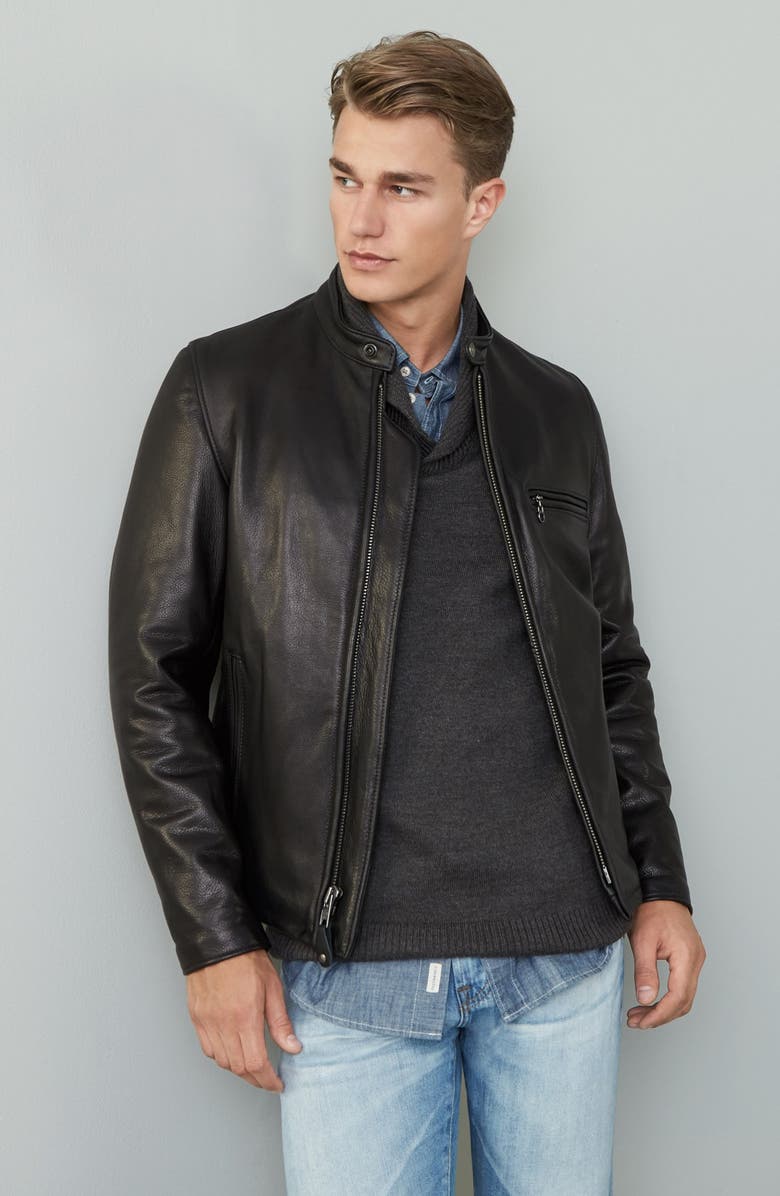 Schott NYC Café Racer Oil Tanned Cowhide Leather Moto Jacket | Nordstrom
