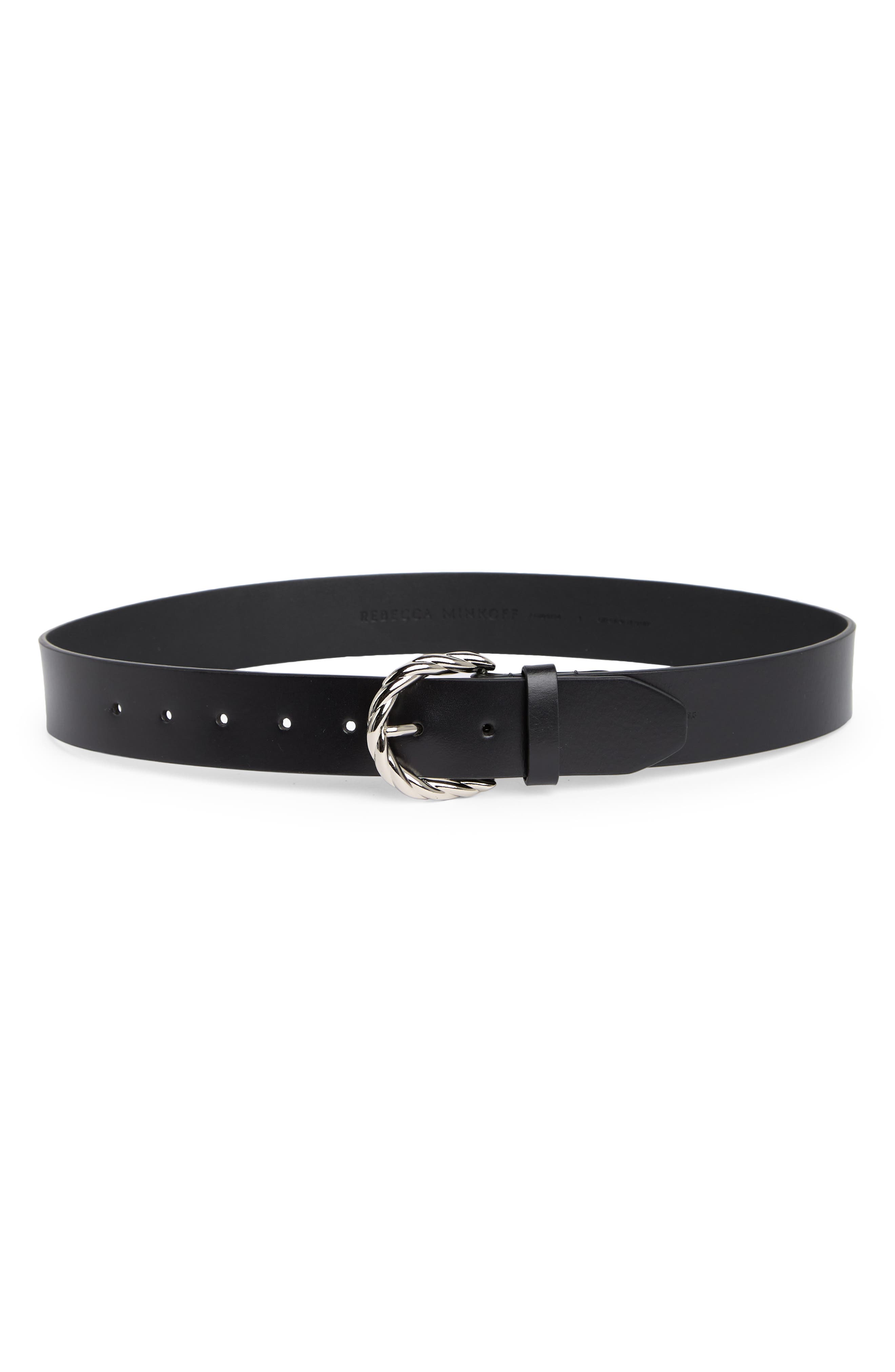 Rebecca Minkoff Leather Belt in Black at Nordstrom, Size Medium