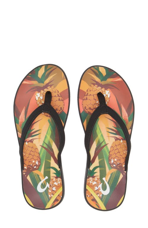 Shop Olukai Puawe Flip Flop In Black/pineapple