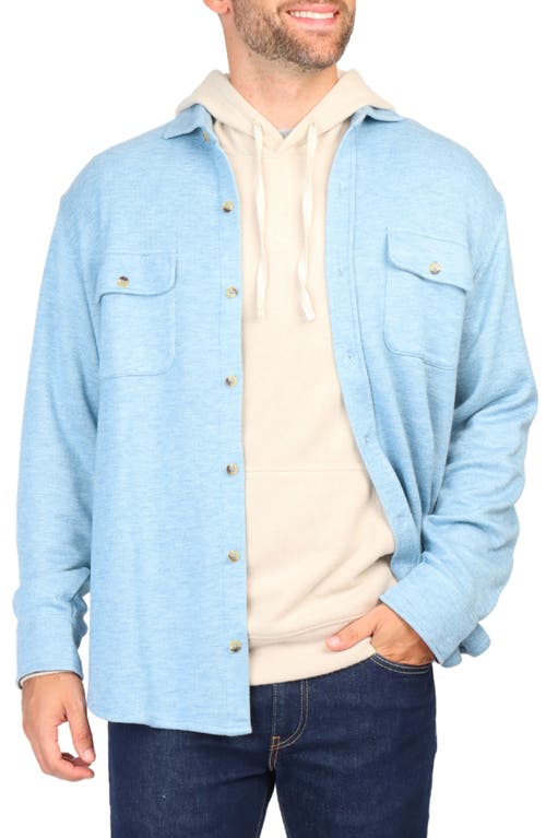 Tailorbyrd Long Sleeve Melange Solid Button Front Shirt In Aqua