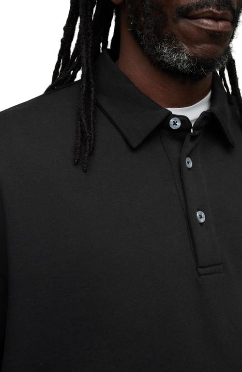 Shop Allsaints Waite Long Sleeve Polo In Jet Black