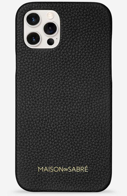 MAISON de SABRÉ Leather Phone Case in Black Caviar at Nordstrom