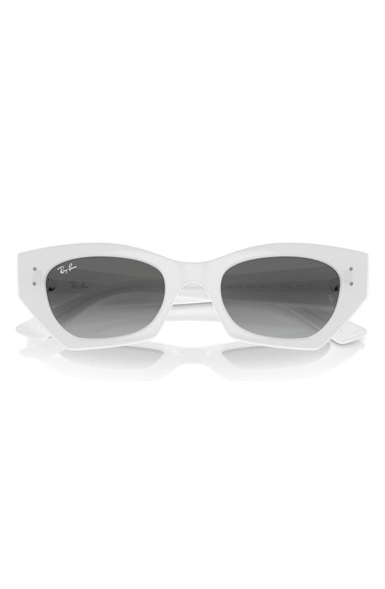 Ray Ban Zena Bio-based Sunglasses White Snow Frame Grey Lenses 52-22 In Grey Flash