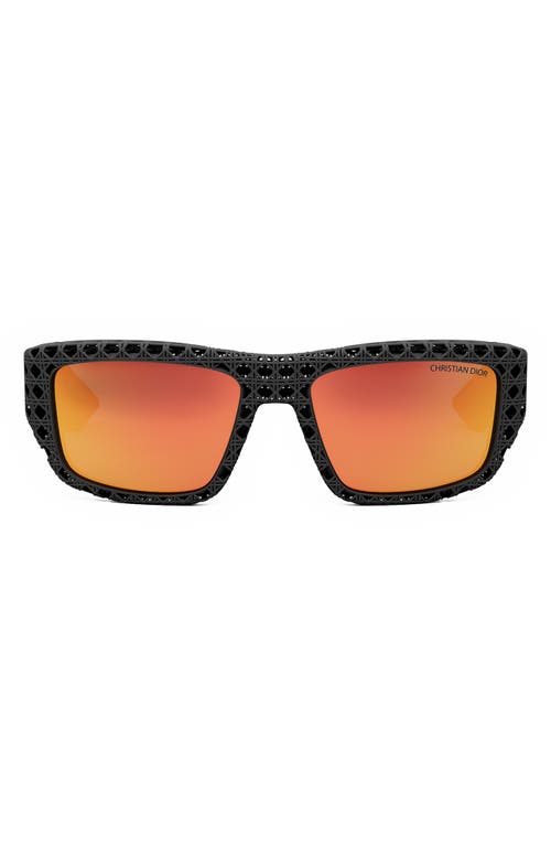 'Dior3D S1I 57mm Mirrored Square Sunglasses in Matte Black /Bordeaux Mirror at Nordstrom