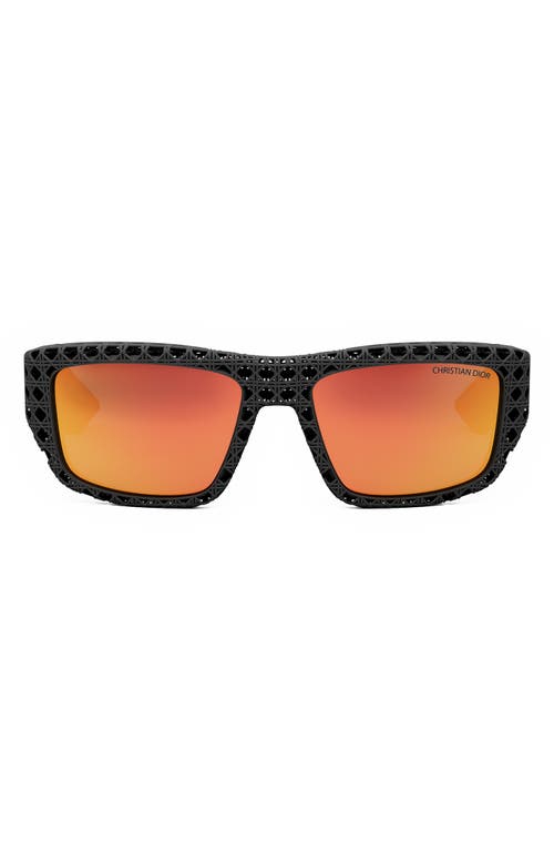 Shop Dior '3d S1i 57mm Mirrored Square Sunglasses In Matte Black/bordeaux Mirror