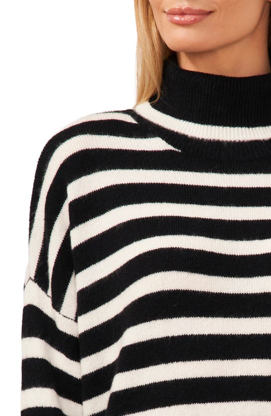 Shop Cece Stripe Turtleneck Sweater In Rich Black