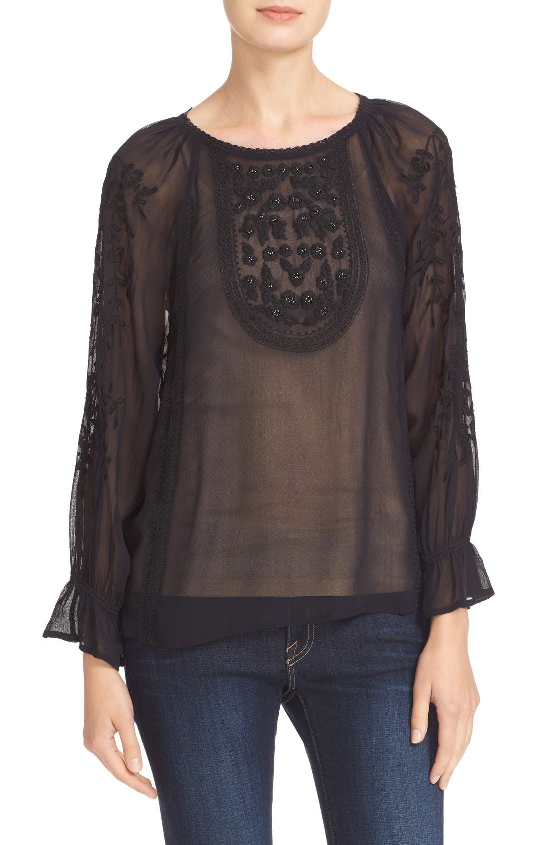 Joie Metta Embroidered Peasant Blouse Nordstrom