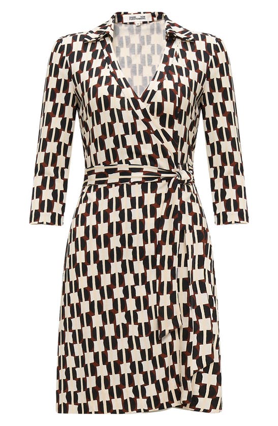 Shop Dvf Diane Von Furstenberg New Jeanne Two Geometric Print Silk Wrap Dress In Maypole Black