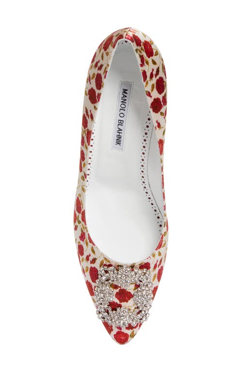 Shop Manolo Blahnik Hangisi Floral Crystal Buckle Pump In Ypri