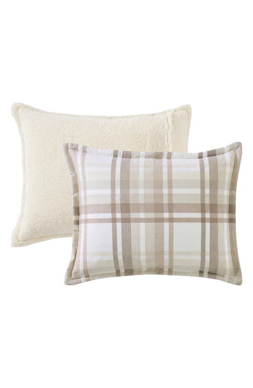 Vcny Home Plaid Flannel & Faux Shearling 3-piece Comforter & Shams Set In Taupe