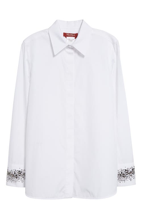Max Mara Queva Beaded Button-down Cotton Shirt In Optical White