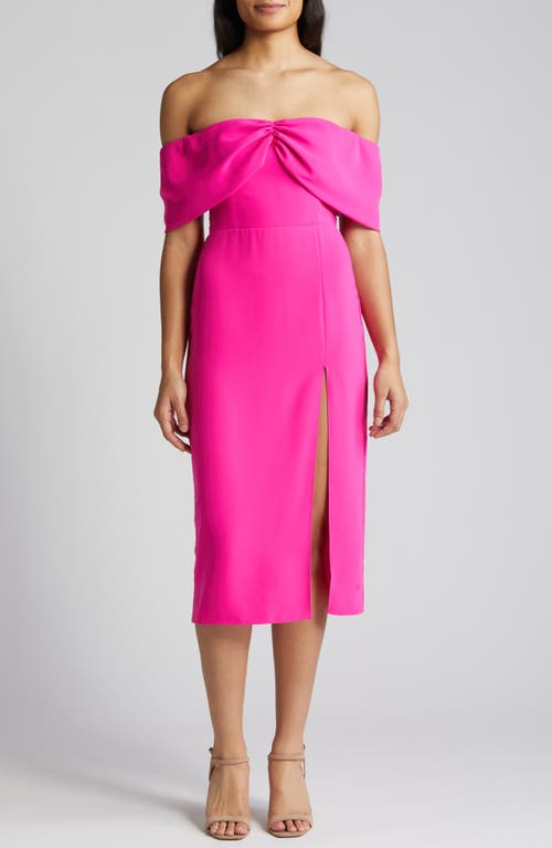 Darien Off the Shoulder Cocktail Dress in Hot Pink