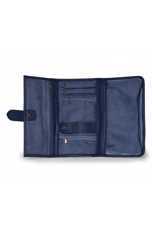 Bey-berk Hayley Faux Leather Jewelry Clutch In Blue