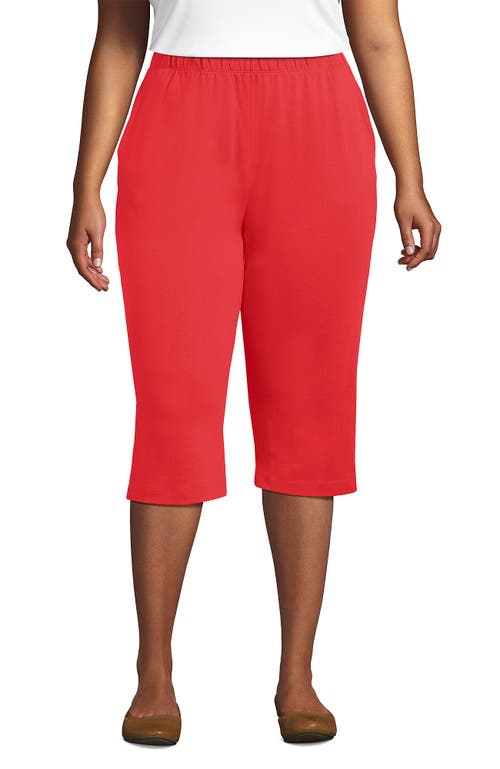 Shop Lands' End Plus Size Sport Knit High Rise Elastic Waist Capri Pants In Sahara Desert