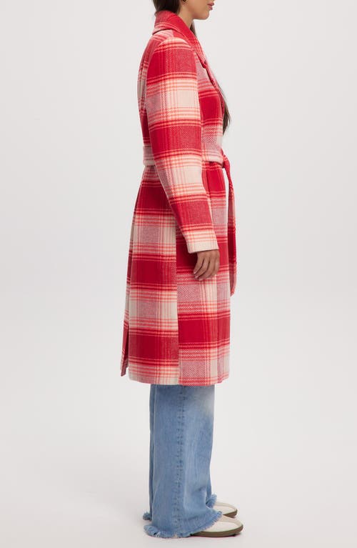 Noize Katja Vegan Wool Plaid Coat In Red Check