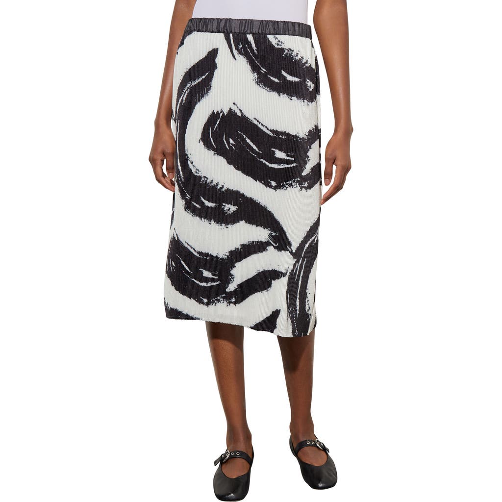 Ming Wang Pattern Rib Skirt In Black/white