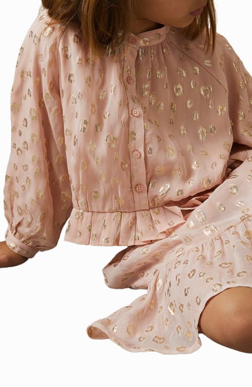 REISS REISS KIDS' ELLEN SR. METALLIC LEOPARD SPOT BUTTON FRONT SHIRT