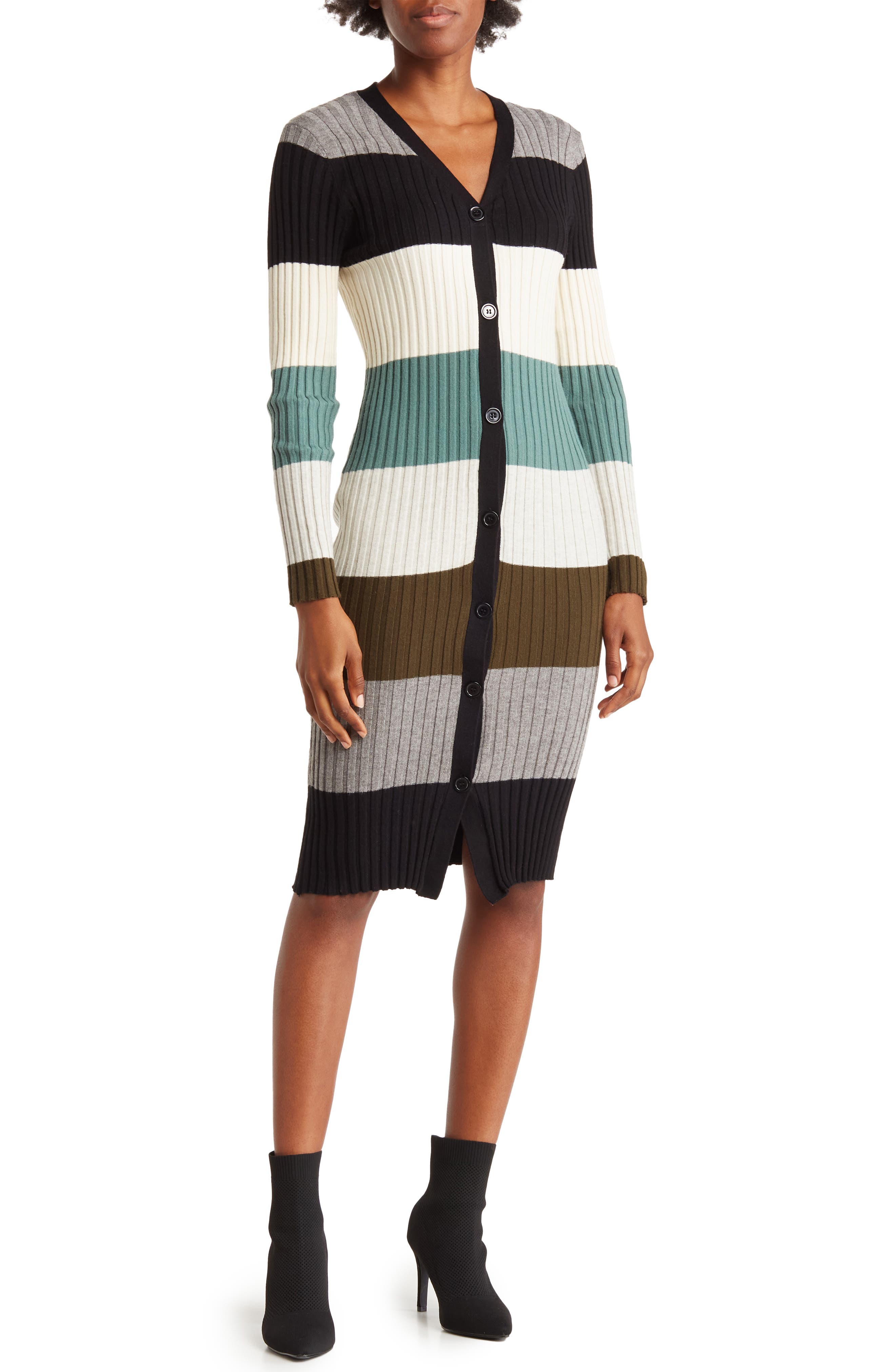 Button-Down Sweater Midi Dress 
