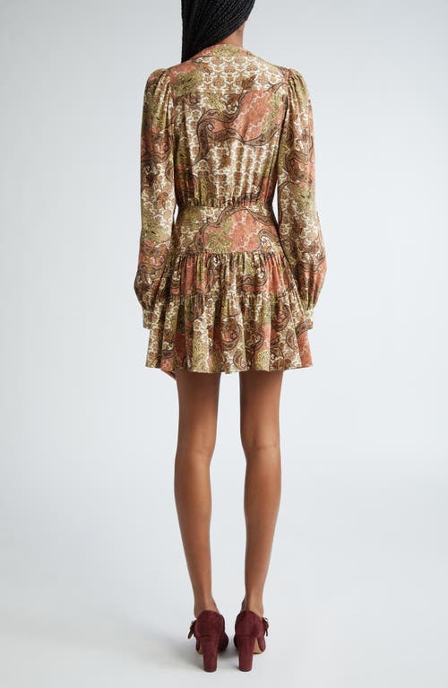 ULLA JOHNSON ULLA JOHNSON MARIS PRINT LONG SLEEVE SILK MINIDRESS 