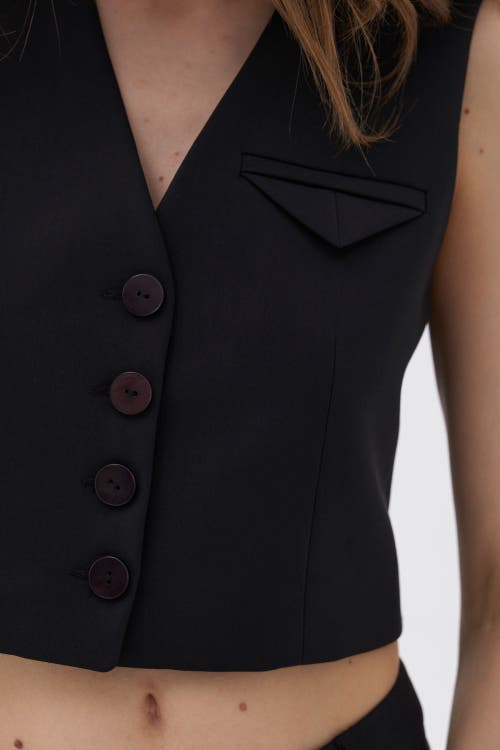 Shop Nocturne Double-breasted Vest In Black