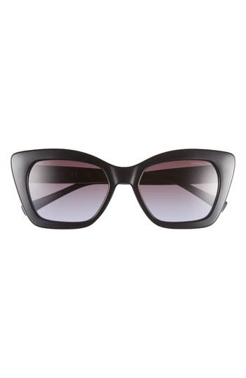 Shop Kenneth Cole 53mm Geometric Sunglasses In Shiny Black/bordeaux