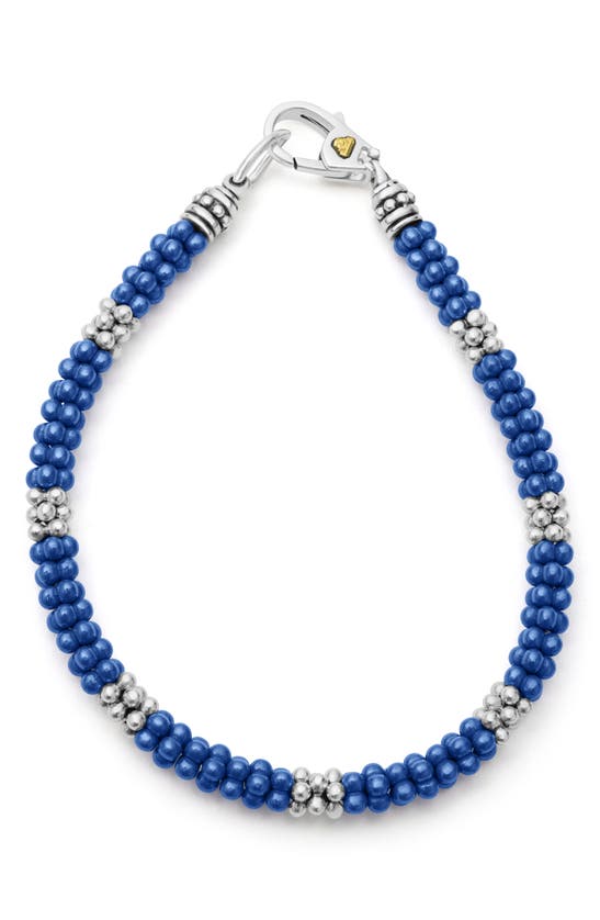 Shop Lagos Set Of 3 Caviar Beaded Bracelets In Blue