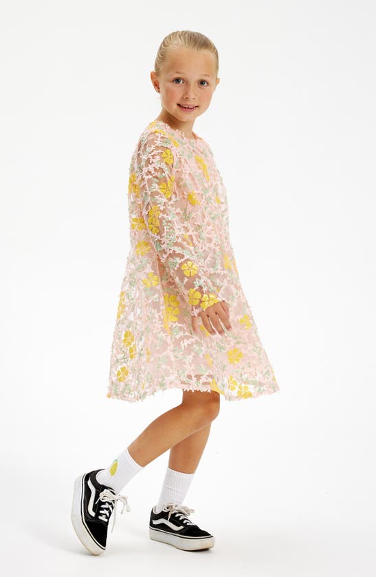 Shop The New Kids' Krystal Floral Embellished Long Sleeve Dress In White Swan