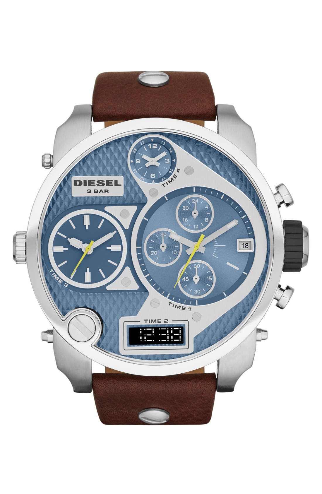 DIESEL<SUP>®</SUP>,
                                        'Mr. Daddy' Leather Strap Watch, 58mm,
                                        Main thumbnail 30, color,
                                        202