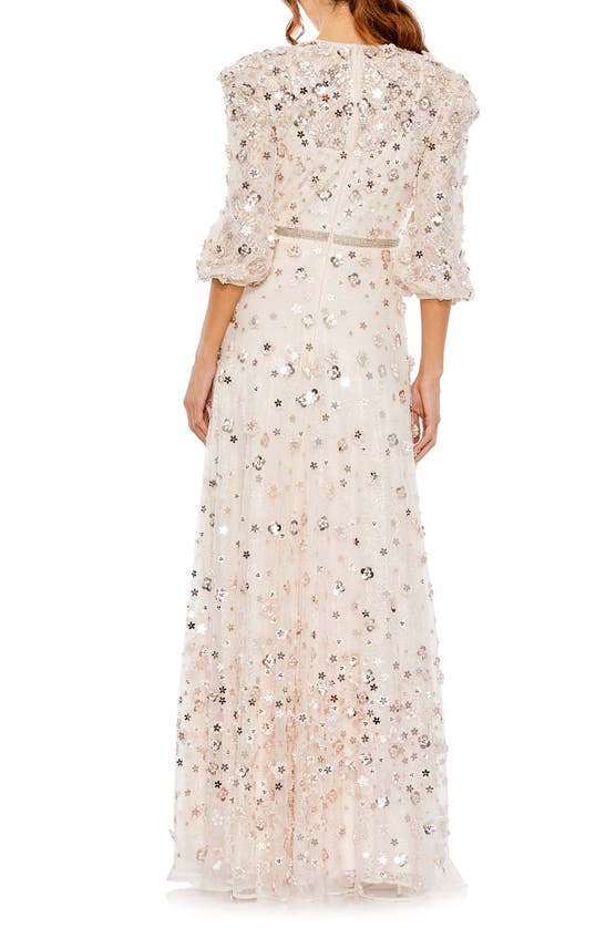 Shop Mac Duggal Floral Lace Gown In Blush
