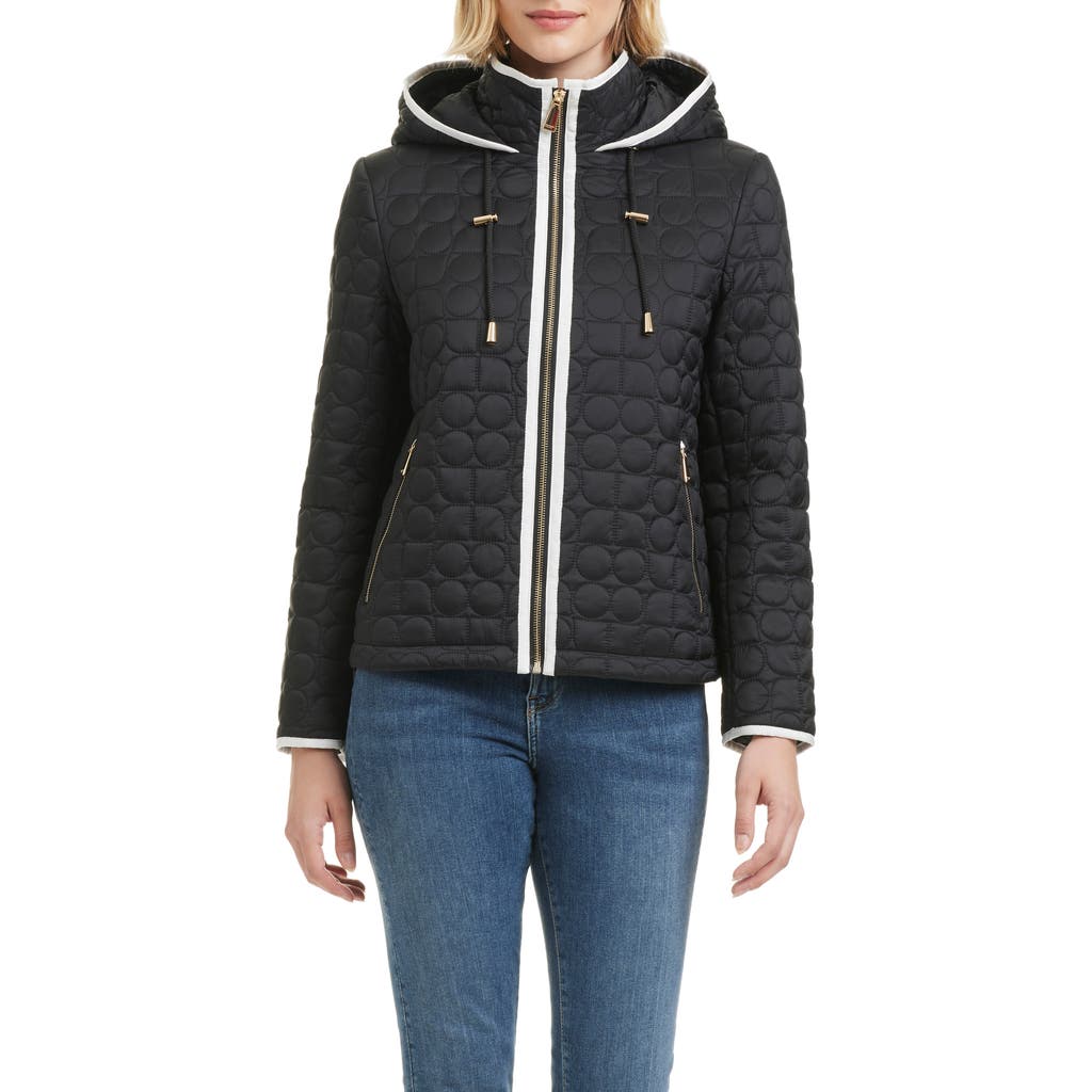 Kate Spade New York Water Resistant Hooded Quilted Jacket In Black