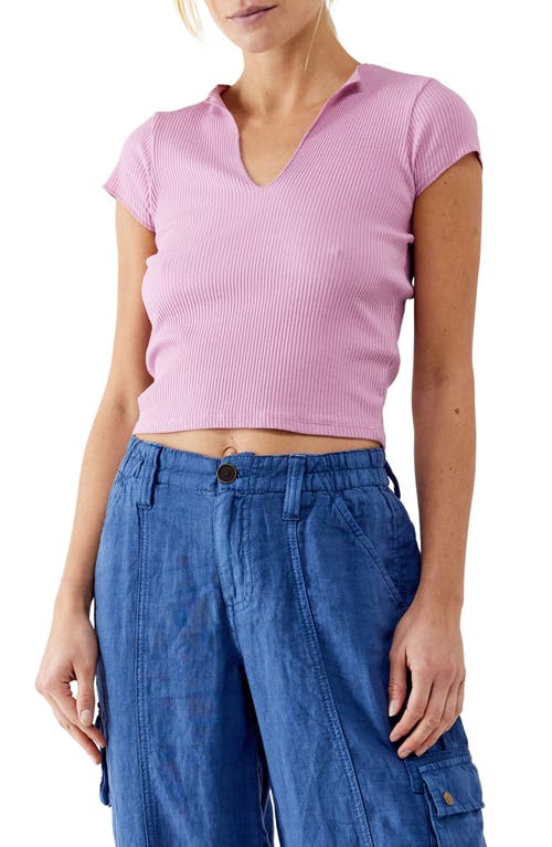 BDG Urban Outfitters Nola Notch Neck Stretch Cotton Crop Top in Pink