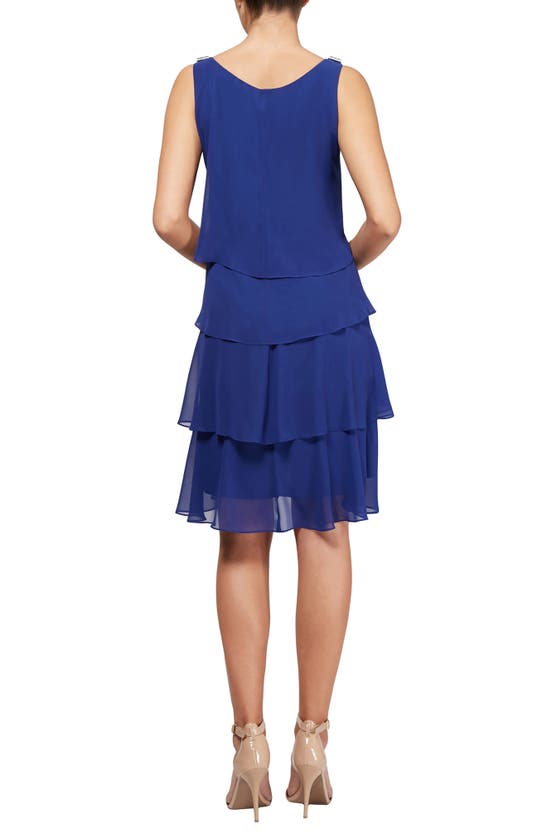 Sl Fashions Sleeveless Chiffon Tier Dress In Iris