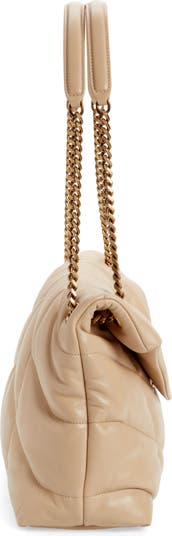 Loulou puffer leather crossbody bag Saint Laurent Beige in Leather -  25472756