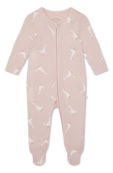 Clever Goose Print Zip Fitted One-Piece Pajamas (Baby)