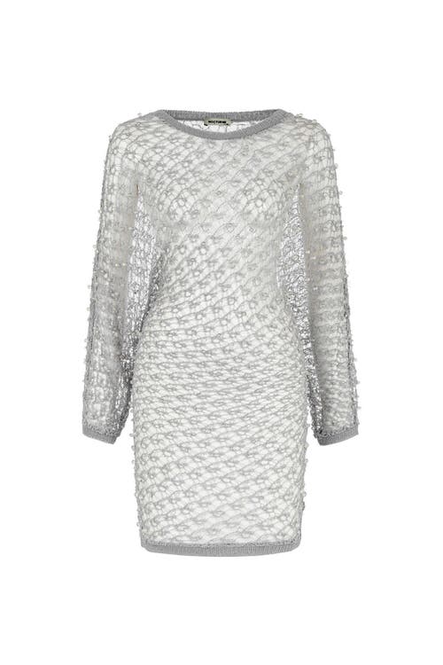 Shop Nocturne Beaded Mesh Knit Top In Grey