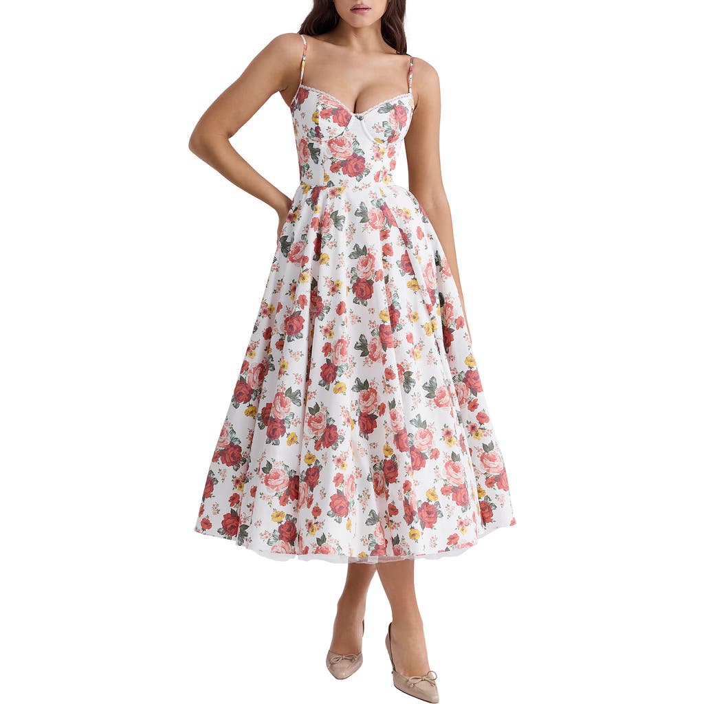HOUSE OF CB HOUSE OF CB MADEMOISELLE BUSTIER STRETCH SATIN MIDI DRESS